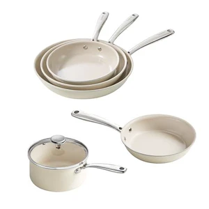 Redchef Nonstick Mini Cookware Set, 8"Ceramic Fry Pan 2.5Qt Saucepan with Lid,8" 9.5" 11" Ceramic Frying Pan Set, PFAS & PTFE & PFOA Free with Stay Cool Handle,Dishwasher & Oven Safe,Beige Redchef Nonstick Mini Cookware Set, 8"Ceramic Fry Pan 2.5Qt Saucepan with Lid,8" 9.5" 11" Ceramic Frying Pan Set, PFAS & PTFE & PFOA Free with Stay Cool Handle,Dishwasher & Oven Safe,Beige