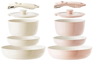 Redchef Ceramic Pots and Pans Set, Nonstick Kitchen Cookware Sets, Non Toxic Pots and Pans Set Non Stick, PFAS PFOA & PTFE Free, Detachable Handle Pots and Pans 10 Piece (Beige+Pink), RV Cookware Redchef Ceramic Pots and Pans Set, Nonstick Kitchen Cookware Sets, Non Toxic Pots and Pans Set Non Stick, PFAS PFOA & PTFE Free, Detachable Handle Pots and Pans 10 Piece (Beige+Pink), RV Cookware