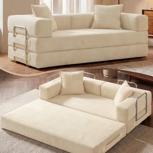 GRUSIGN 78" 5-in-1 Convertible Futon Sofa Bed, Boneless Corduroy, Ivory GRUSIGN 78" 5-in-1 Convertible Futon Sofa Bed, Boneless Corduroy, Ivory