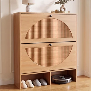 GRUSIGN Shoe Cabinet with 2 Flip Drawers, Narrow Shoe Cabinet Storage for Entryway, Freestanding Shoe Organizer with Adjustable Shelves & Anti-Tipping Device, Shoe Rack Cabinet for Hallway, Foyer GRUSIGN Shoe Cabinet with 2 Flip Drawers, Narrow Shoe Cabinet Storage for Entryway, Freestanding Shoe Organizer with Adjustable Shelves & Anti-Tipping Device, Shoe Rack Cabinet for Hallway, Foyer
