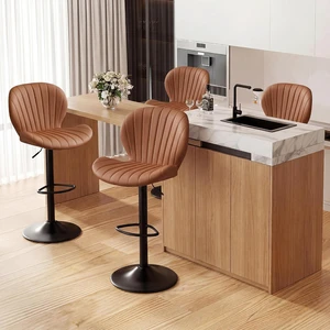 GRUSIGN Bar Stools Set of 4, Modern Swivel Adjustable Bar Chairs, Faux Leather Upholstered Counter Height Bar Stools with Backrest, Comfort Barstools for Kitchen Island, Home Bar, Brown GRUSIGN Bar Stools Set of 4, Modern Swivel Adjustable Bar Chairs, Faux Leather Upholstered Counter Height Bar Stools with Backrest, Comfort Barstools for Kitchen Island, Home Bar, Brown