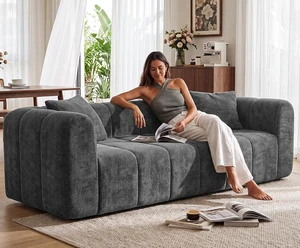 GRUSIGN 88.5" Boneless 3 Seater Sofa,Cloud Couches for Living Room,Grey GRUSIGN 88.5" Boneless 3 Seater Sofa,Cloud Couches for Living Room,Grey