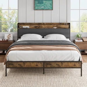 GRUSIGN Full Bed Frame with LED Light Storage Headboard and Charging Station Type CPlatform Bed with Grey Upholstered HeadboardNo Box Spring Needed, Noise Free, Easy Assembly GRUSIGN Full Bed Frame with LED Light Storage Headboard and Charging Station Type CPlatform Bed with Grey Upholstered HeadboardNo Box Spring Needed, Noise Free, Easy Assembly