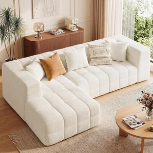 107" Cloud Sectional Couch with Chaise, Boneless Modular Sofa, Beige 107" Cloud Sectional Couch with Chaise, Boneless Modular Sofa, Beige