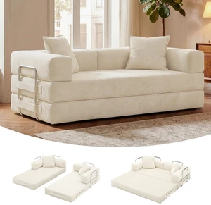 GRUSIGN 78 Inch Convertible Sofa Bed, 5-in-1 Futon Sofa Bed Pull Out Couch, Boneless Couch Bed for Living Room, Corduroy Boneless Couches for Bedroom, Apartment, No Assembly Sleeper Sofa Bed, Beige GRUSIGN 78 Inch Convertible Sofa Bed, 5-in-1 Futon Sofa Bed Pull Out Couch, Boneless Couch Bed for Living Room, Corduroy Boneless Couches for Bedroom, Apartment, No Assembly Sleeper Sofa Bed, Beige