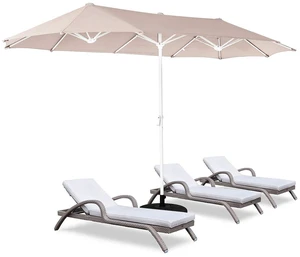 ROWHY 12ft Patio Umbrella Double-Sided Outdoor Market Umbrella Large Umbrella with Crank for Pool, Patio Furniture, Patio Shade, Weight Base is not included (Beige) ROWHY 12ft Patio Umbrella Double-Sided Outdoor Market Umbrella Large Umbrella with Crank for Pool, Patio Furniture, Patio Shade, Weight Base is not included (Beige)