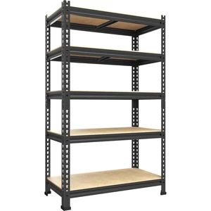 5-Tier Garage Storage Shelves, Adjustable Metal Shelving, Black 5-Tier Garage Storage Shelves, Adjustable Metal Shelving, Black