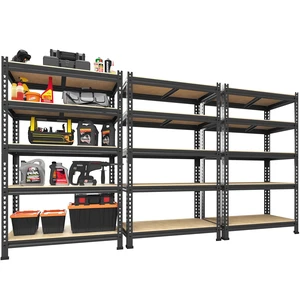 5-Tier Garage Storage Shelves, Adjustable Metal Shelving, Black 5-Tier Garage Storage Shelves, Adjustable Metal Shelving, Black