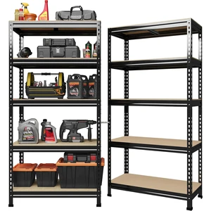 5-Tier Garage Storage Shelves, Adjustable Metal Shelving, Black 5-Tier Garage Storage Shelves, Adjustable Metal Shelving, Black