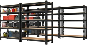 5-Tier Garage Storage Shelves, Adjustable Metal Shelving, Black 5-Tier Garage Storage Shelves, Adjustable Metal Shelving, Black