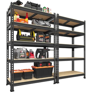 5-Tier Garage Storage Shelves, Adjustable Metal Shelving, Black 5-Tier Garage Storage Shelves, Adjustable Metal Shelving, Black