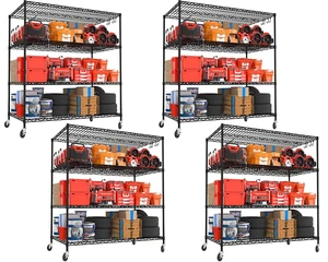 55.5" Wx24 x80 Heavy Duty Metal Wire Storage Shelving with Wheels 55.5" Wx24 x80 Heavy Duty Metal Wire Storage Shelving with Wheels
