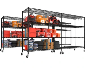 55.5" Wx24 x80 Heavy Duty Metal Wire Storage Shelving with Wheels 55.5" Wx24 x80 Heavy Duty Metal Wire Storage Shelving with Wheels