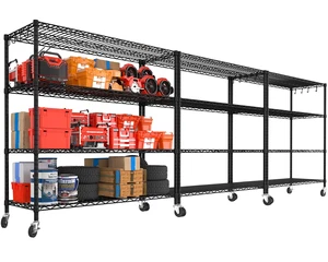 55.5" Wx24 x80 Heavy Duty Metal Wire Storage Shelving with Wheels 55.5" Wx24 x80 Heavy Duty Metal Wire Storage Shelving with Wheels
