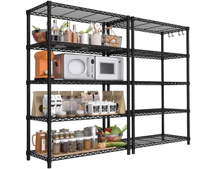 Wire Storage Shelves, 5-Tier Adjustable NSF Metal Shelving, 2 PCS Wire Storage Shelves, 5-Tier Adjustable NSF Metal Shelving, 2 PCS