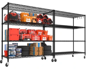 55.5" Wx24 x80 Heavy Duty Metal Wire Storage Shelving with Wheels 55.5" Wx24 x80 Heavy Duty Metal Wire Storage Shelving with Wheels