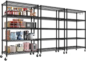 36"W x 16"D x 79"H Wire Shelving with Wheels, 5-tier Metal Shelf 36"W x 16"D x 79"H Wire Shelving with Wheels, 5-tier Metal Shelf