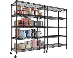 36"W x 16"D x 79"H Wire Shelving with Wheels, 5-tier Metal Shelf 36"W x 16"D x 79"H Wire Shelving with Wheels, 5-tier Metal Shelf