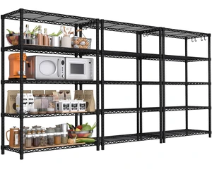 Wire Storage Shelves, 5-Tier Adjustable NSF Metal Shelving, 3 PCS Wire Storage Shelves, 5-Tier Adjustable NSF Metal Shelving, 3 PCS