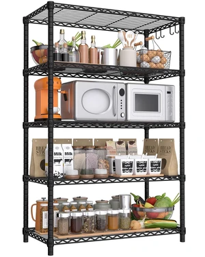 Wire Storage Shelves, 5-Tier Adjustable NSF Metal Shelving Wire Storage Shelves, 5-Tier Adjustable NSF Metal Shelving