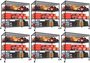55.5" Wx24 x80 Heavy Duty Metal Wire Storage Shelving with Wheels 55.5" Wx24 x80 Heavy Duty Metal Wire Storage Shelving with Wheels