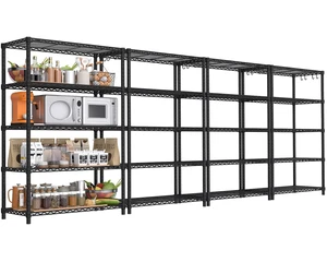 Wire Storage Shelves, 5-Tier Adjustable NSF Metal Shelving, 4 PCS Wire Storage Shelves, 5-Tier Adjustable NSF Metal Shelving, 4 PCS