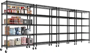 36"W x 16"D x 79"H Wire Shelving with Wheels, 5-tier Metal Shelf 36"W x 16"D x 79"H Wire Shelving with Wheels, 5-tier Metal Shelf