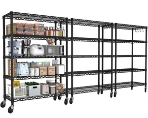 74" H Wire Shelving 1250lbs 5 Tier Storage Shelves with Wheels 74" H Wire Shelving 1250lbs 5 Tier Storage Shelves with Wheels