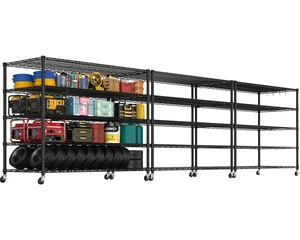 5 Tier 80.7"H x 55.5"W x 24"D Wire Shelving with Wheels 3000lbs 5 Tier 80.7"H x 55.5"W x 24"D Wire Shelving with Wheels 3000lbs