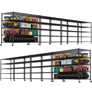 5 Tier 80.7"H x 55.5"W x 24"D Wire Shelving with Wheels 3000lbs 5 Tier 80.7"H x 55.5"W x 24"D Wire Shelving with Wheels 3000lbs