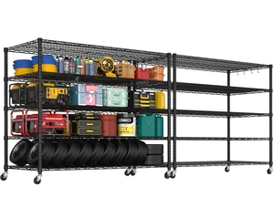 5 Tier 80.7"H x 55.5"W x 24"D Wire Shelving with Wheels 3000lbs 5 Tier 80.7"H x 55.5"W x 24"D Wire Shelving with Wheels 3000lbs