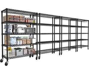 74" H Wire Shelving 1250lbs 5 Tier Storage Shelves with Wheels 74" H Wire Shelving 1250lbs 5 Tier Storage Shelves with Wheels