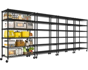 6 Tier Wire Shelving with Wheels 79''H 1500lbs Storage Shelves 6 Tier Wire Shelving with Wheels 79''H 1500lbs Storage Shelves