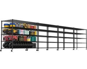 5 Tier 80.7"H x 55.5"W x 24"D Wire Shelving with Wheels 3000lbs 5 Tier 80.7"H x 55.5"W x 24"D Wire Shelving with Wheels 3000lbs