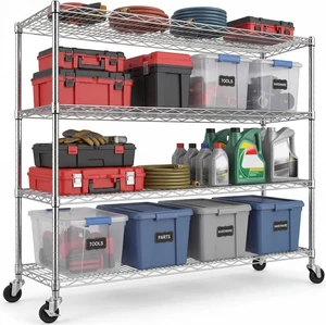 4 Tier NSF Steel 55.5" Wx24 Dx76 H Wire Shelving 2400lbs 4 Tier NSF Steel 55.5" Wx24 Dx76 H Wire Shelving 2400lbs