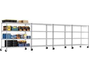 4 Tier NSF Steel 55.5" Wx24 Dx76 H Wire Shelving 2400lbs 4 Tier NSF Steel 55.5" Wx24 Dx76 H Wire Shelving 2400lbs