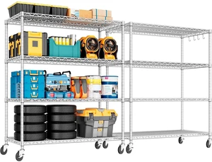 4 Tier NSF Steel 55.5" Wx24 Dx76 H Wire Shelving 2400lbs 4 Tier NSF Steel 55.5" Wx24 Dx76 H Wire Shelving 2400lbs