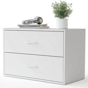 2 Wood Drawers Closet Dresser Storage Organizer Stackable White 2 Wood Drawers Closet Dresser Storage Organizer Stackable White