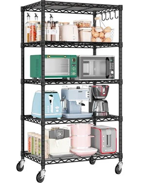 Wire Storage Rack with Wheels, 24"W x 18"D x 75"H Metal Shelving Wire Storage Rack with Wheels, 24"W x 18"D x 75"H Metal Shelving