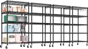 Wire Storage Rack with Wheels, 24"W x 18"D x 75"H Metal Shelving Wire Storage Rack with Wheels, 24"W x 18"D x 75"H Metal Shelving