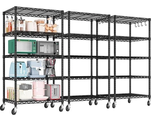 Wire Storage Rack with Wheels, 24"W x 18"D x 75"H Metal Shelving Wire Storage Rack with Wheels, 24"W x 18"D x 75"H Metal Shelving