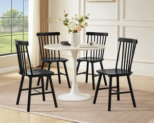 Windsor Dining Chairs Set of 4 with Spindle Back, Black Windsor Dining Chairs Set of 4 with Spindle Back, Black