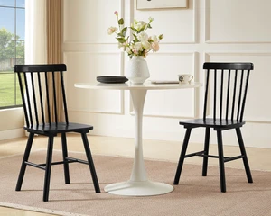 Windsor Dining Chairs Set of 2 with Spindle Back, Black Windsor Dining Chairs Set of 2 with Spindle Back, Black