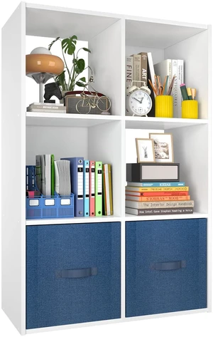 6 Cube Storage Organizer, Stackable Wood Cubby Bookshelf, White 6 Cube Storage Organizer, Stackable Wood Cubby Bookshelf, White