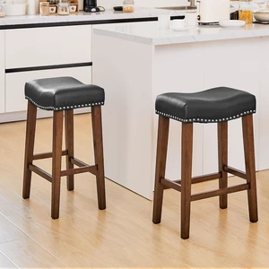 26 Inch Counter Height Saddle Bar Stools Set of 2, Black 26 Inch Counter Height Saddle Bar Stools Set of 2, Black