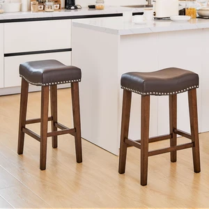 26 Inch Counter Height Saddle Bar Stools Set of 2, Brown 26 Inch Counter Height Saddle Bar Stools Set of 2, Brown