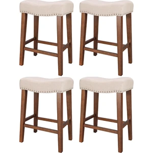 24 Inch Counter Height Saddle Bar Stools Set of 4, Beige 24 Inch Counter Height Saddle Bar Stools Set of 4, Beige
