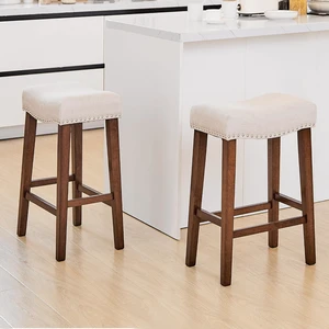 26 Inch Counter Height Saddle Bar Stools Set of 2, Beige 26 Inch Counter Height Saddle Bar Stools Set of 2, Beige