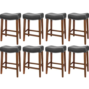 26 Inch Counter Height Saddle Bar Stools Set of 8, Black 26 Inch Counter Height Saddle Bar Stools Set of 8, Black