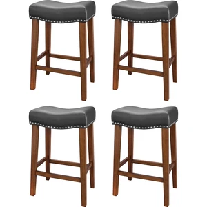 26 Inch Counter Height Saddle Bar Stools Set of 4, Black 26 Inch Counter Height Saddle Bar Stools Set of 4, Black